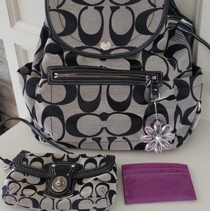 Coach Signature Bundle (backpack, wristlet and card holder)